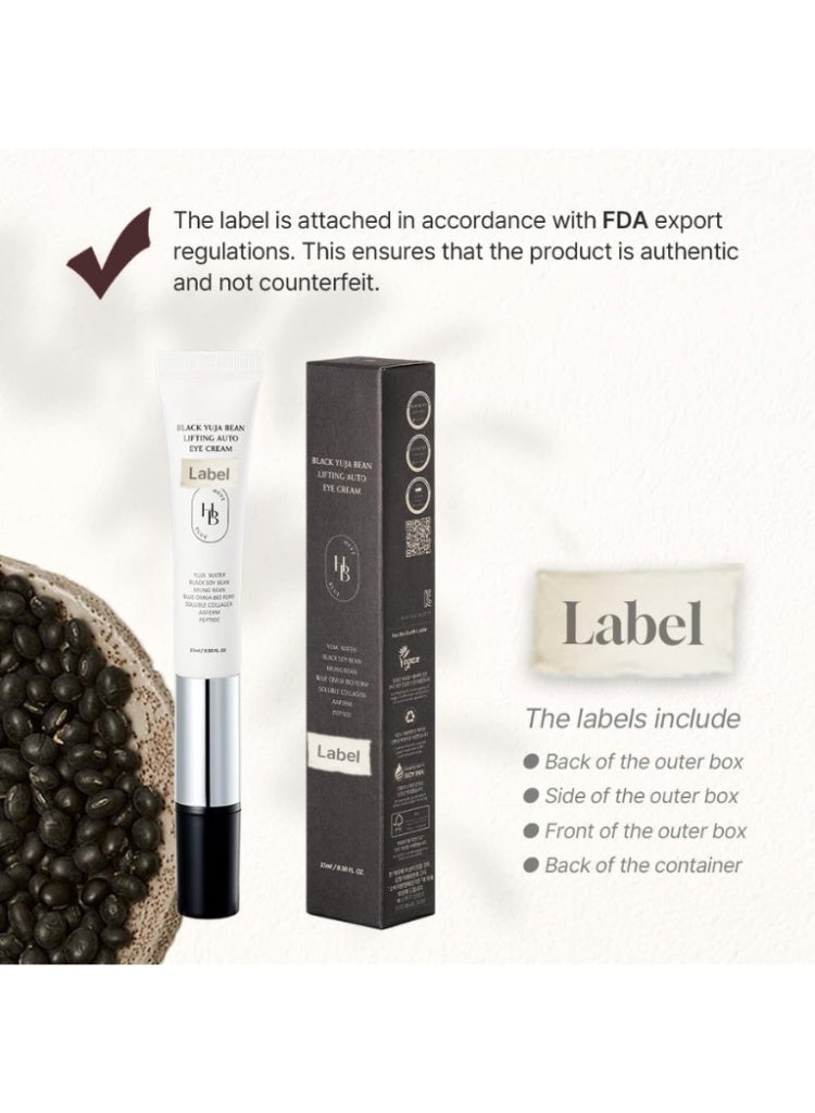 HEVEBLUE Black Yuja Bean Lifting Auto Eye Cream – Firming & Brightening Eye Cream for Wrinkles & Dark Circles - Image 2